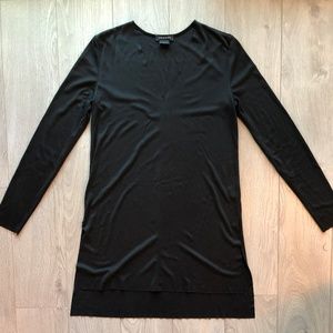 Trouve Black Longsleeve V-Neck Hi Low Hem Dress